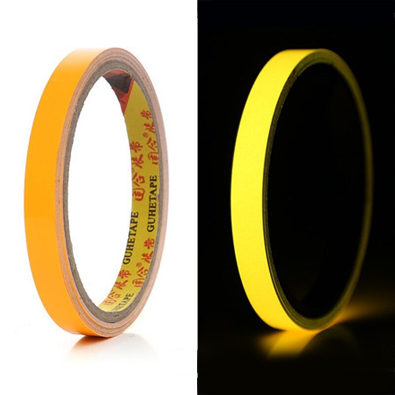 Ruban auto-adhésif lumineux vert, 3m 10m, autocollant d&#39;avertissement lumineux décoratif de scène, lueur dans la nuit: orange yellow / 10mmx5m