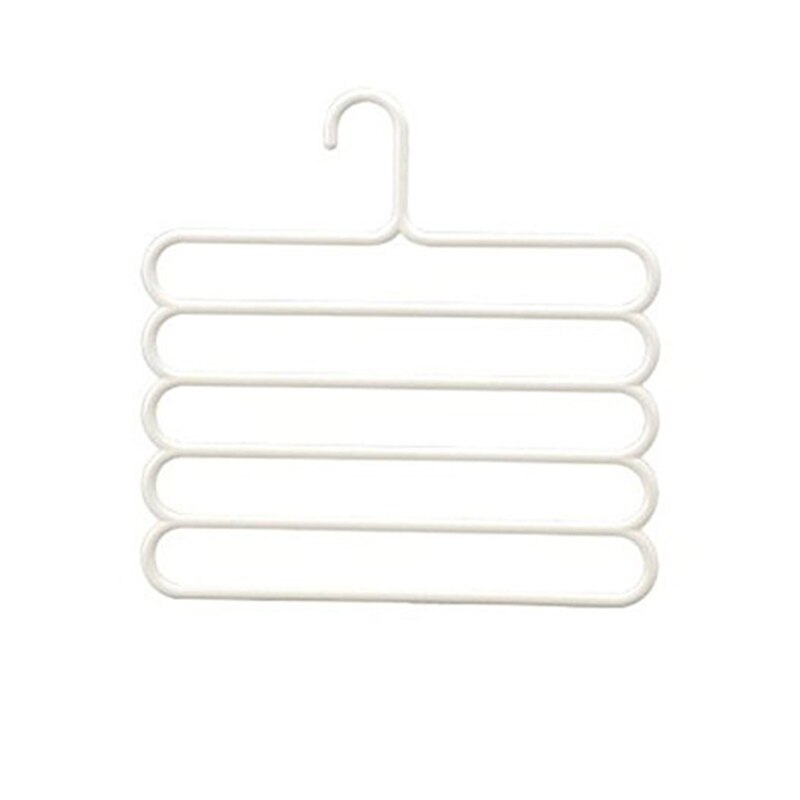 Perchas multifuncionales para ropa de 5 capas, estante de tela para almacenamiento de pantalones, estante colgante, organizador de ropa antideslizante, estante de almacenamiento: white