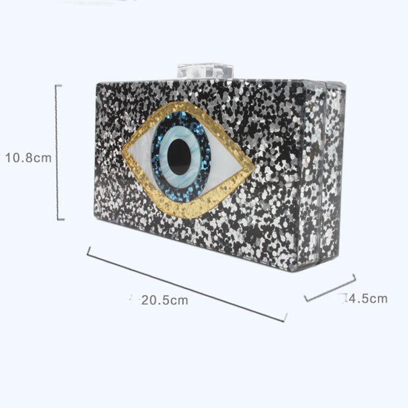 Bling sort guld patchwork glitter onde øjne akryl pvc plastik boks dag clutches sommer rejser aften håndtasker kvinder strandtasker