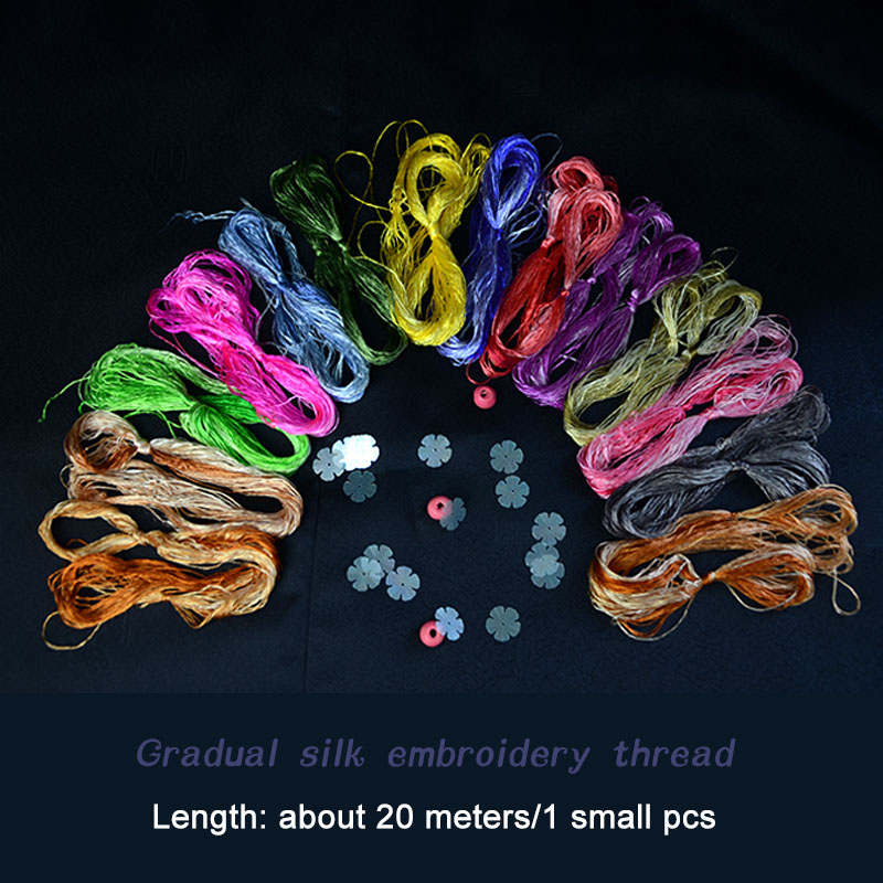 gradient 100% silk embroidery Suzhou embroidery thread silk hand embroidery 14 colors 20meters/ pcs