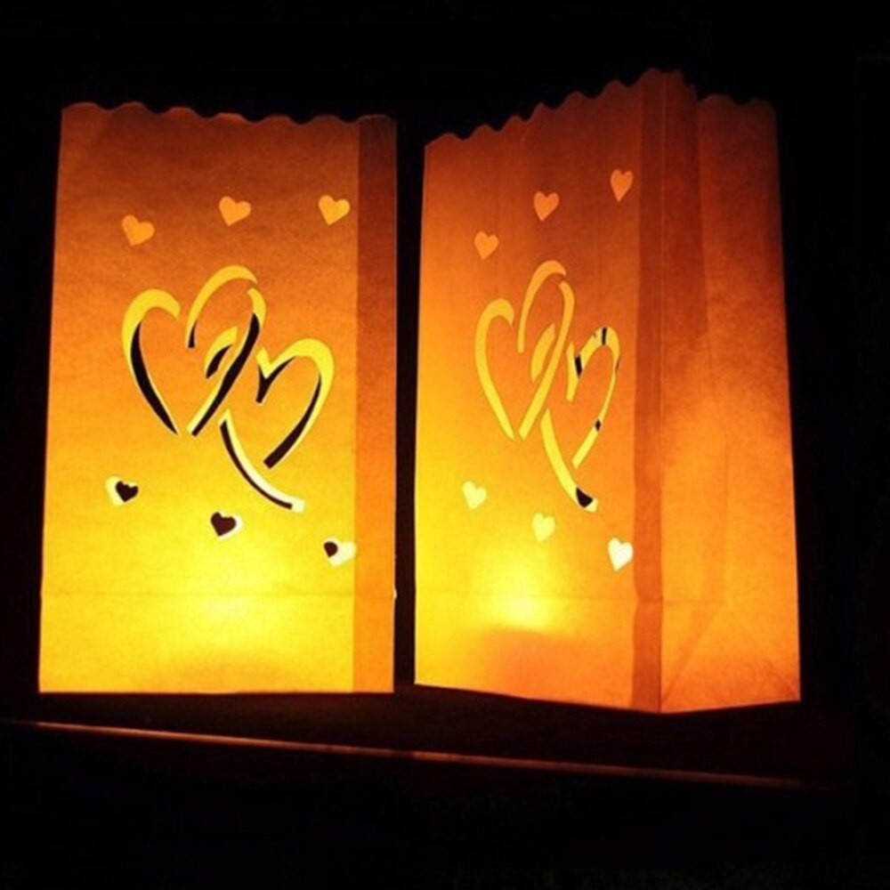 30 stuks kaarsenzakjes, romantische papieren lichtzakjes, theelichtzakjes, lichtgevende zakjes voor bruiloften