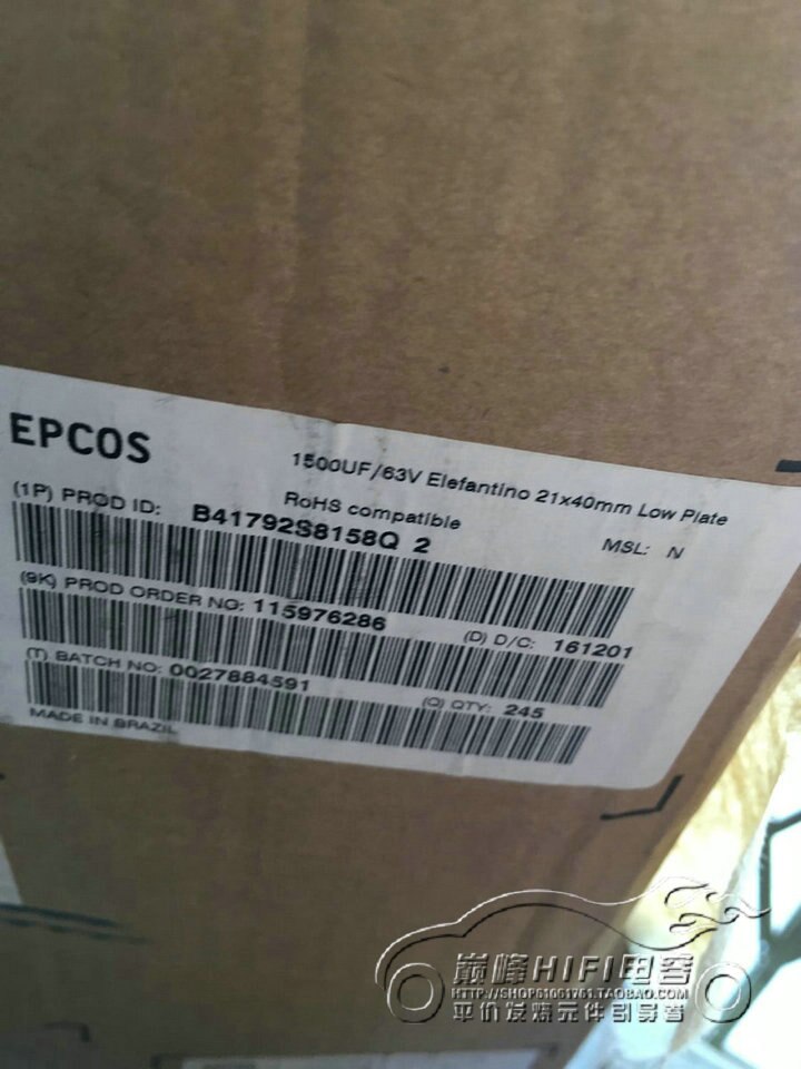 Original 100% Europe import 63v1500uf high temperature aviation grade fever capacitor B41792S8158Q2