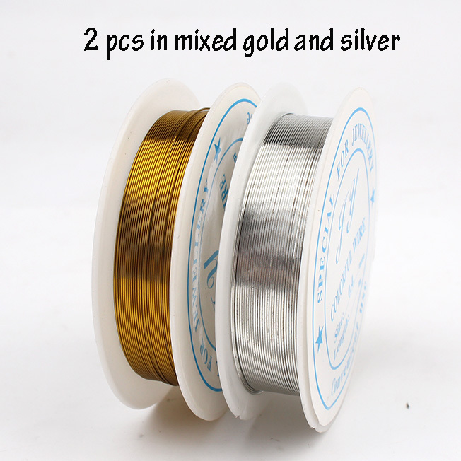 2 stks/partij Nieuw 0.4mm 26 gauge Gekleurde Ijzerdraad voor Sieraden Kralen DIY Zachte Effen Zilver Goud Metalen Draad levert: 2pcs Mixed Color