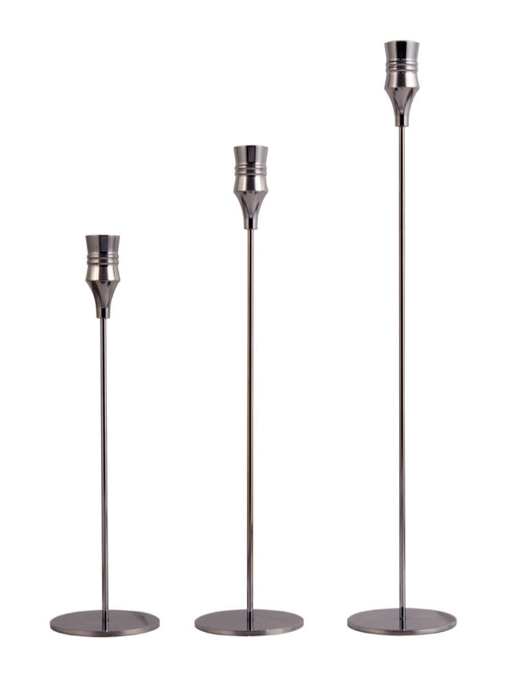 3 st/ set europeisk ljusstake i metall enkel guldbröllop dekoration bar fest vardagsrum dekoration heminredning: Silver-b set