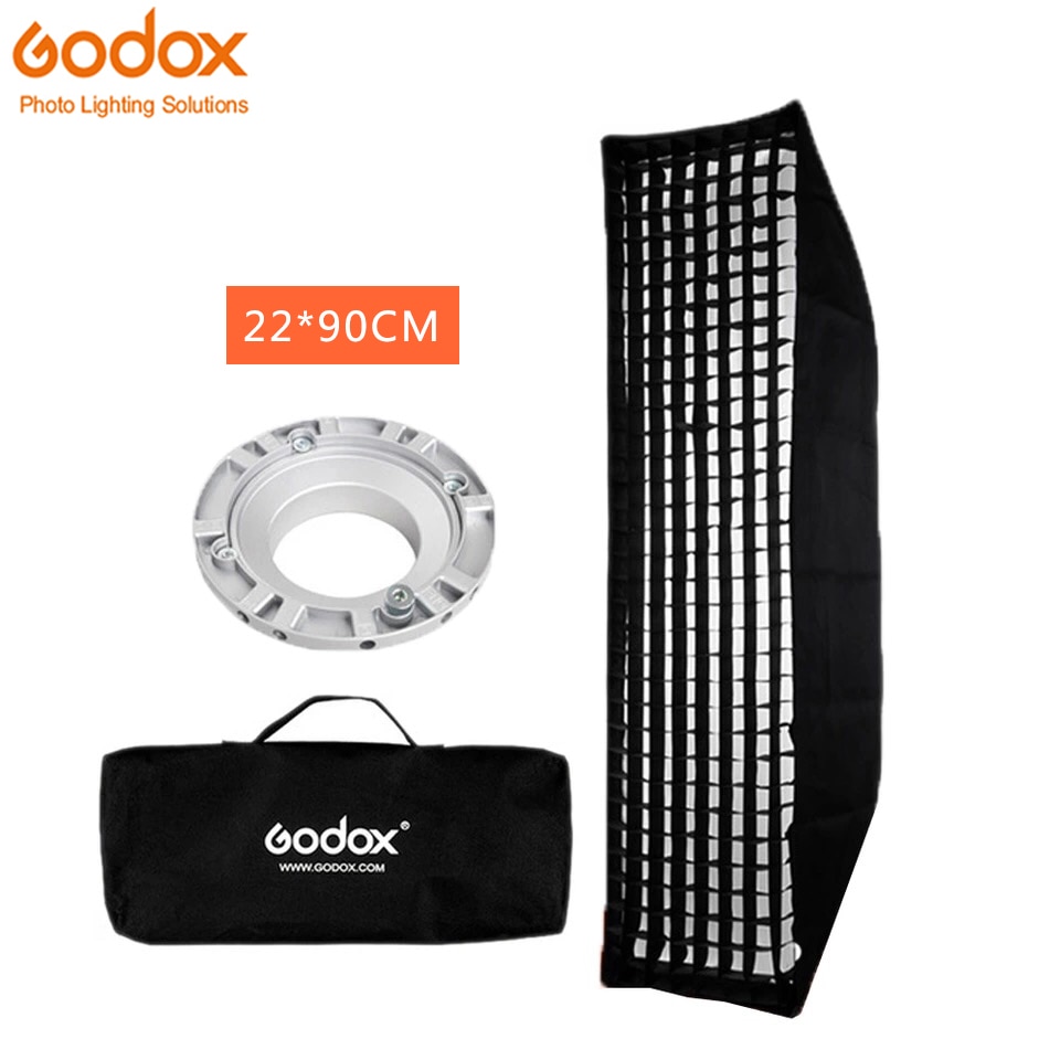 Godox FW22*90 softbox 22x90cm 9"x 35" Portable Rectangular Honeycomb Grid Softbox soft box with Bowens Mount for Studio Flash