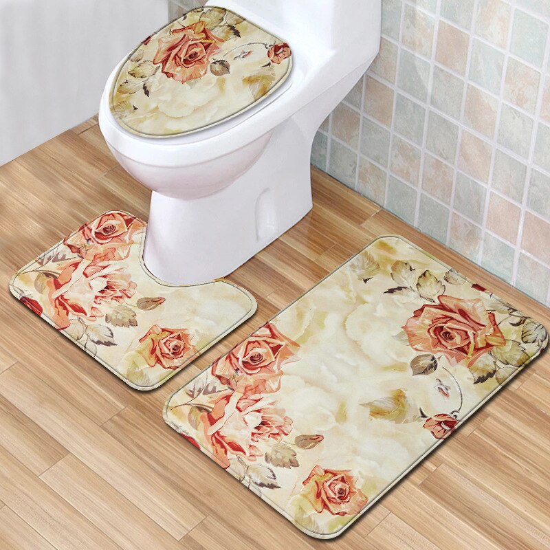 Juego de alfombrillas de baño T Purple Crocus, alfombras de baño antideslizantes, alfombra 3D de absorción de agua para decoración del hogar, 45x75cm, felpudo para inodoro