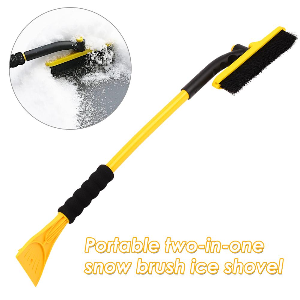 Draagbare Twee-in-een Sneeuw Borstel Schop Voorruit Window Vorst Ijs Sneeuw Removal Tool Afneembare Ijskrabber voor Auto SUV Truck