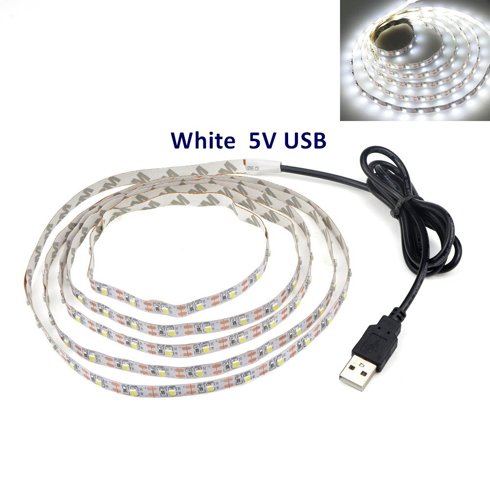 RGB LED Strip Light 5V USB 60 LEDs/m 2835 SMD LED Flexible Tape HDTV TV Desktop PC Bottom Screen Lighting 1M 2M 3M 4M 5M