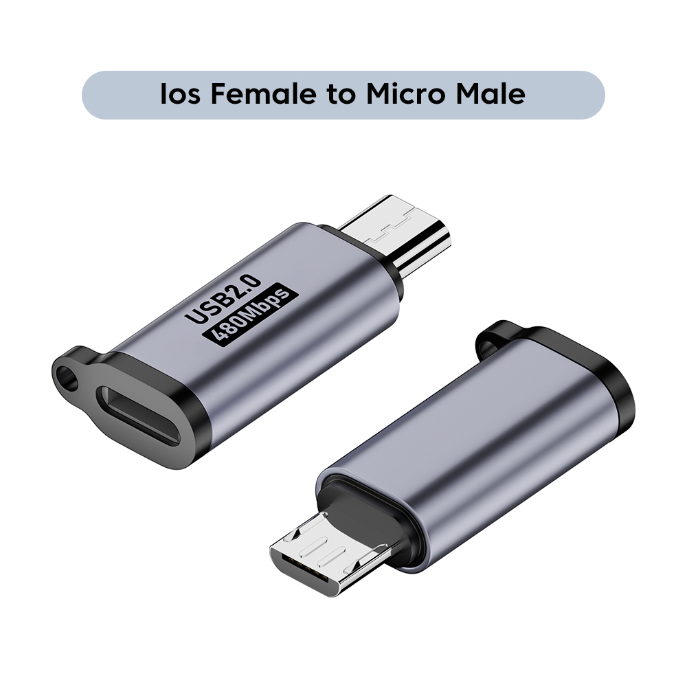 Adapter Micro USB na Type C Mini USB na USB C 480Mbps Szybkie ładowanie danych Złącze USBC na Lightning Adapter do iphone'a Android: Black