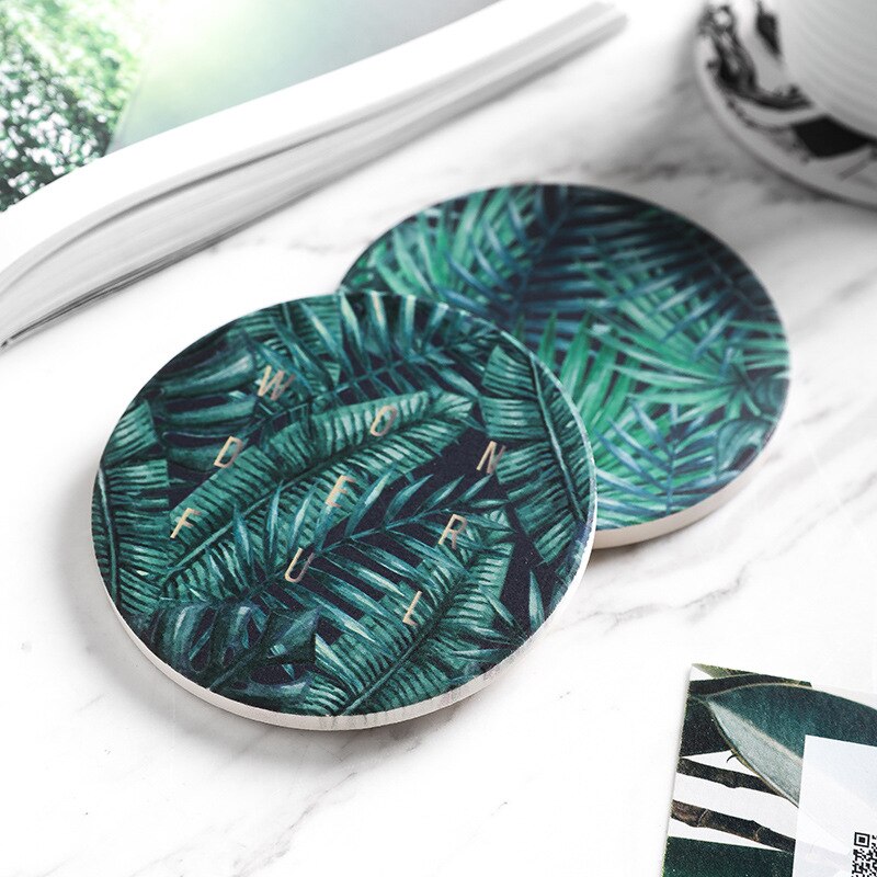 Coaster nordisk keramisk absorberende skridsikker kaffekoppude isoleringspude korkbund klassisk face coaster drink