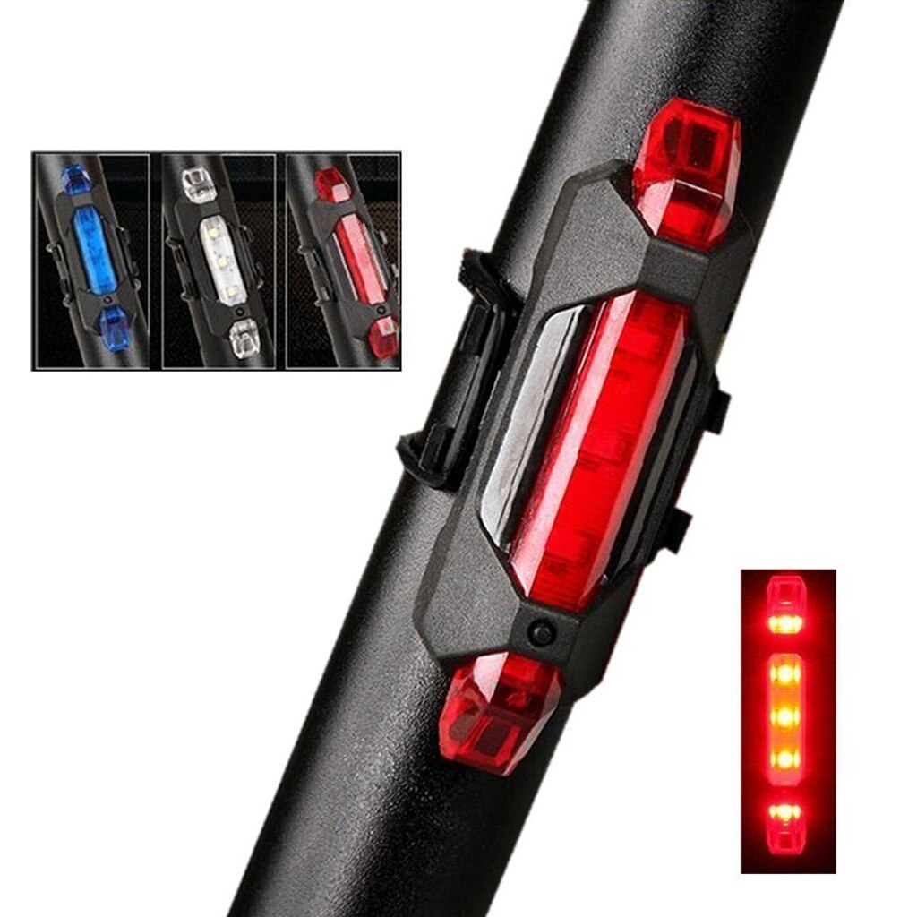 25# Bicycle Lights Accessories Led Usb Rechargeable Bike Tail Light Bicycle Safety Cycling Alarm Rear Lamp Bike Accessories Mtb
