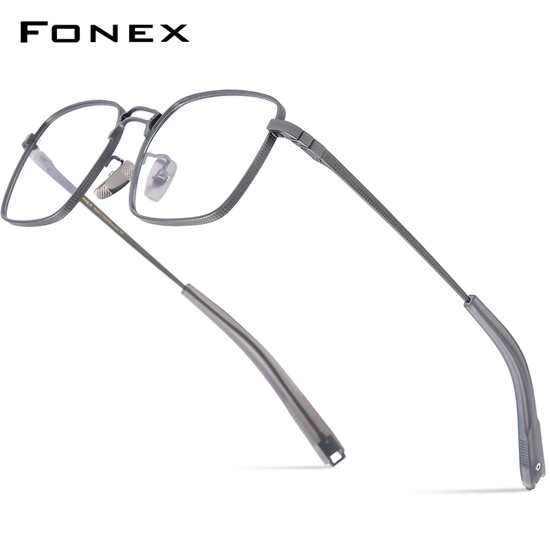 Fonex acetat titanbågar herr märke fyrkantiga retroglasögon ultralätta glasögon japanska glasögon mrx 8827: Grå