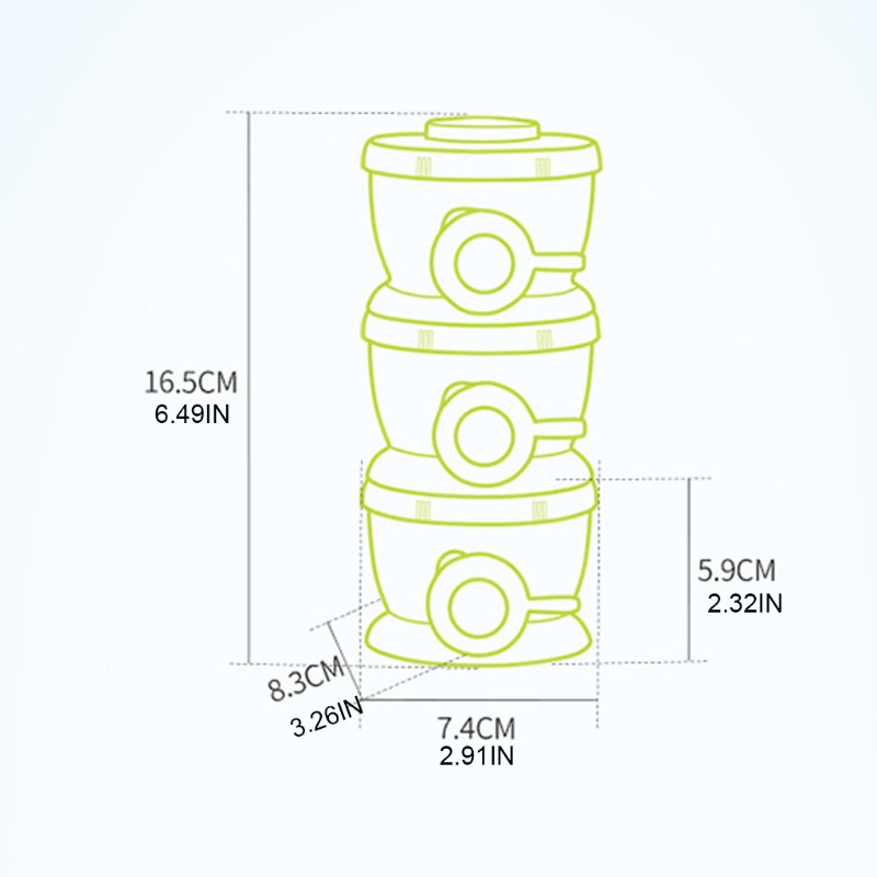 Baby Formula Milk Powder Dispenser Airtight Food Storage 3 Compartment Stackable