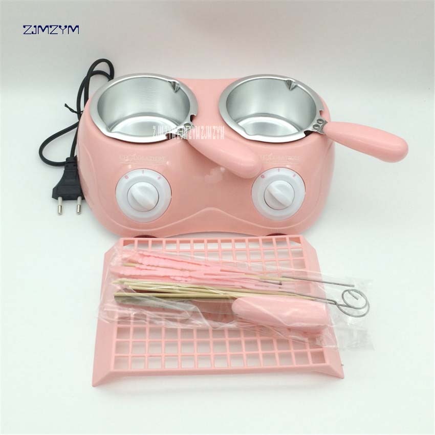 Fuente de Chocolate eléctrica doble de 250x2ML de capacidad para Fondue, máquina de fusión de Chocolate , Amarillo/rosa, 1 unidad, superventas