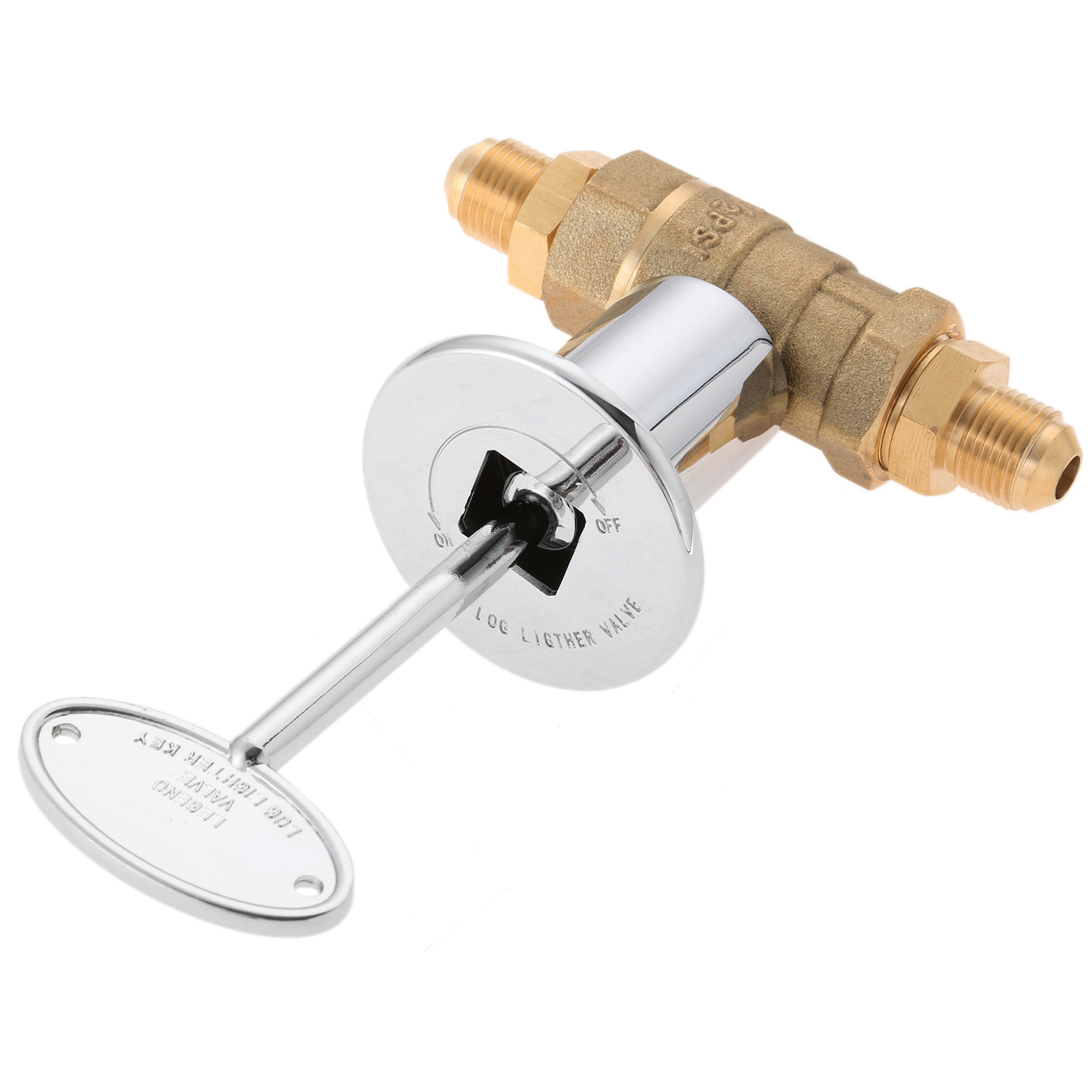1 Set 1/2 Inch Straight Kwartslag Gas Afsluiter Kit Met Chrome Flens, 3-Inch Key En 3/8 Mannelijke Flare X 1/2 Npt Fittings