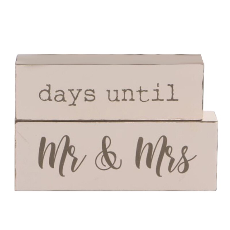 Countdown Calendar Blocks Sign - Counting Down Days Until Mr & Mrs - Wooden Engagement Set for Engaged Couples - Rustic ,6