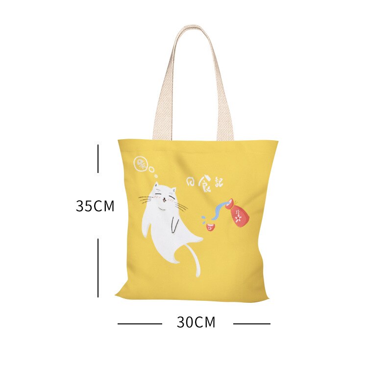 Japońskie małe świeże płótno damska torba na ramię kreskówka słodki kociak dużego ciężaru torba płócienna torba studencka płócienna torba