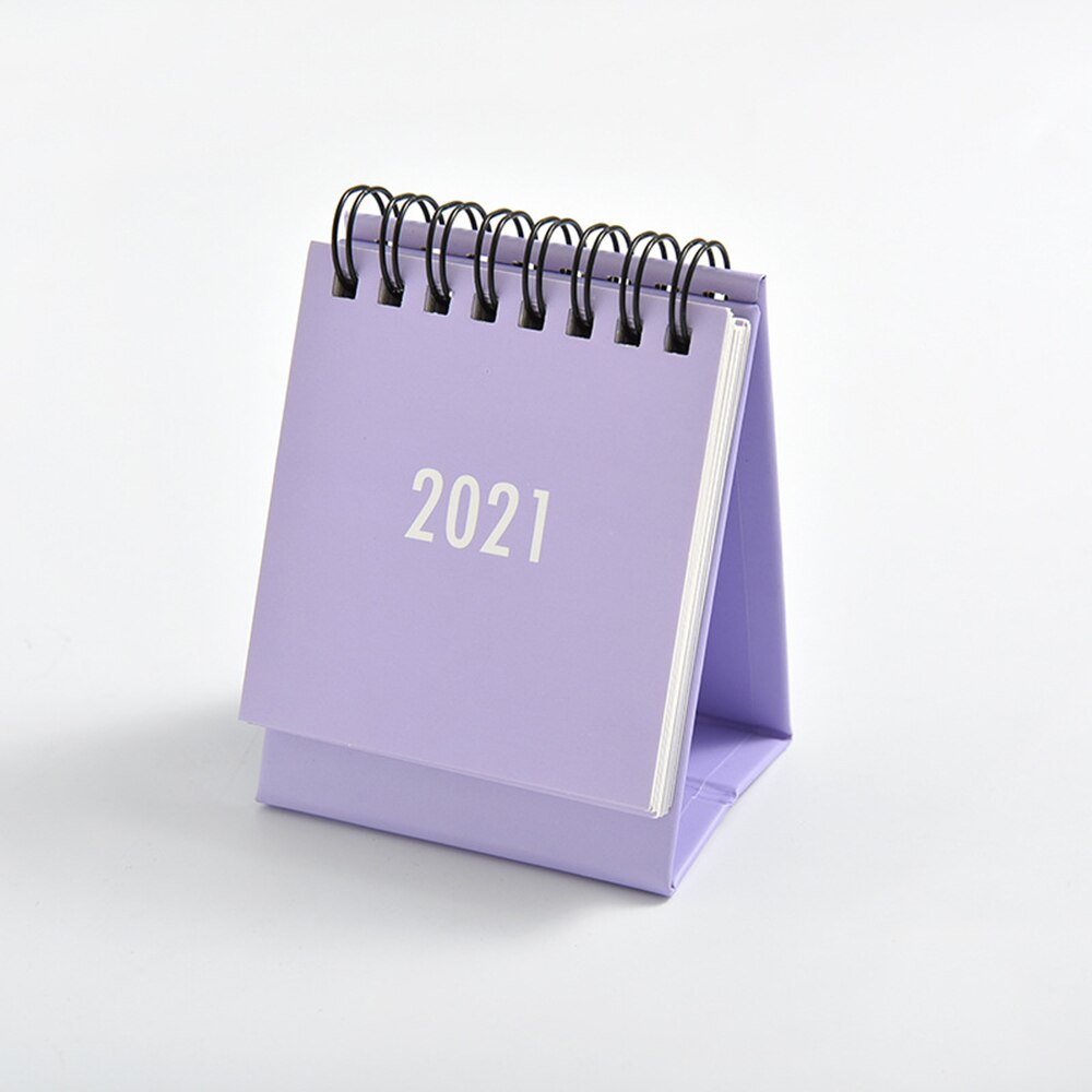 Jaar Mini Desktop Tafel Kalender Creatieve Bureau Coil Notepad Plan Schema Kraftpapier Kalender School Kantoorbenodigdheden: Purple