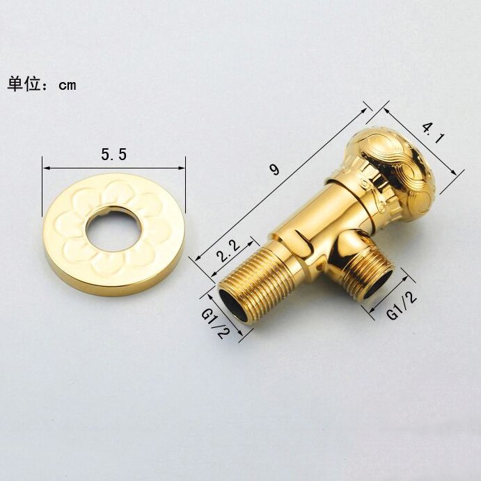 Kraan Vervangende Onderdelen 1/2 &quot;X 1/2&quot; Luxe Gouden Messing Badkamer Hoekstopkraan Beluchtingskraan Wc Vullen Driehoek Kleppen HJ-0318K