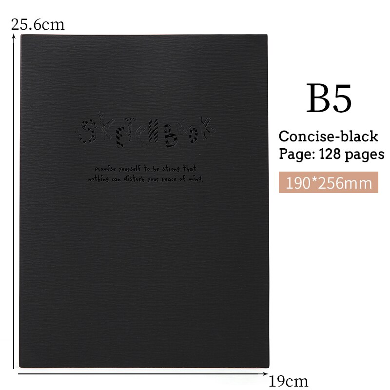 A5 B5 16K Blank Kraft Paper Sketchbook Student Painting Book Art Painting Paper Teacher Office Student Stationery: B5 black