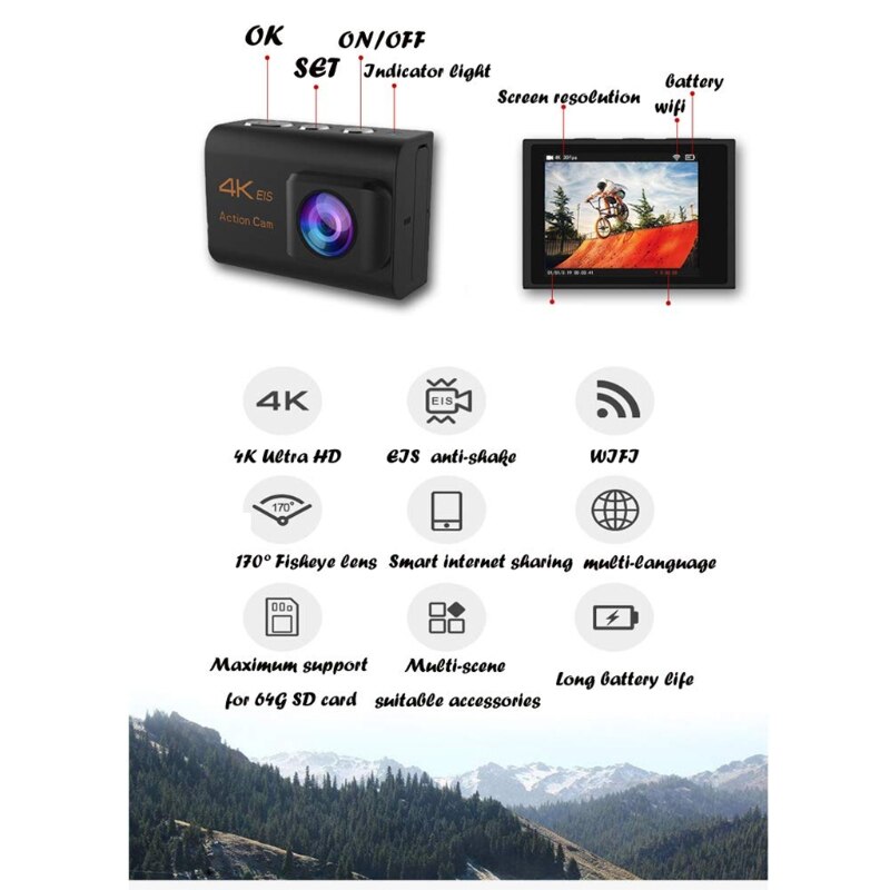 4K Waterproof Action Camera â WiFi Remote Control Camera H052