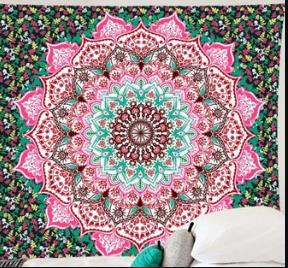 Vægtæppe væghængende polyester blomst mandala mønster tæppe boligindretning