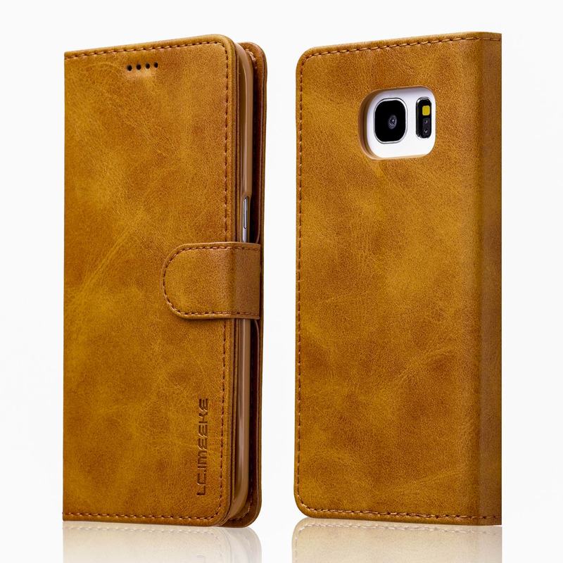 Voor samsung galaxy  s7 edge hoesje leren portemonnee magnetische hoes voor galaxy  s6 edge samsung  s7 s6 edge hoesje flip luxe telefoontasjes: Voor samsung  s7 edge / Geel