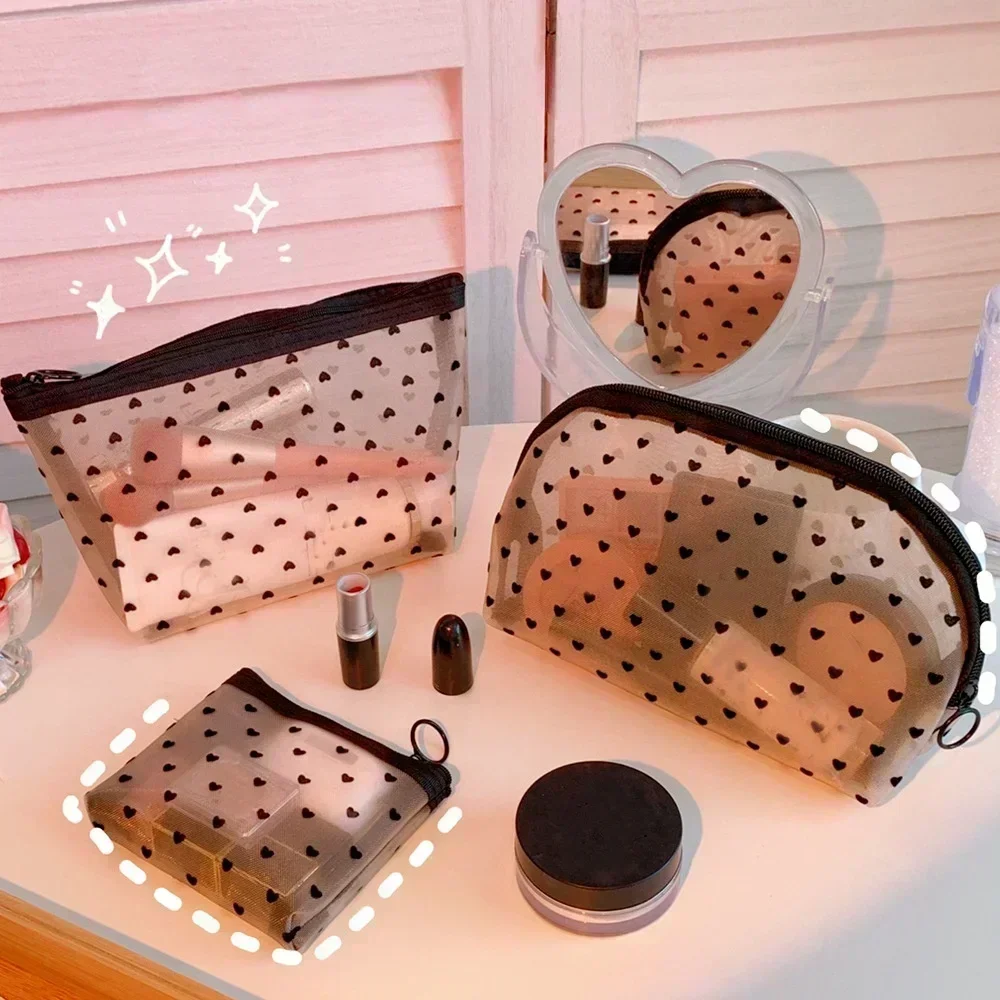 1pc Frauen Reisen Kosmetik Tasche transparent Gittergewebe machen-hoch fallen Organizer Lagerung Beutel lässig Reißverschluss machen-hoch Kulturbeutel Waschen Taschen