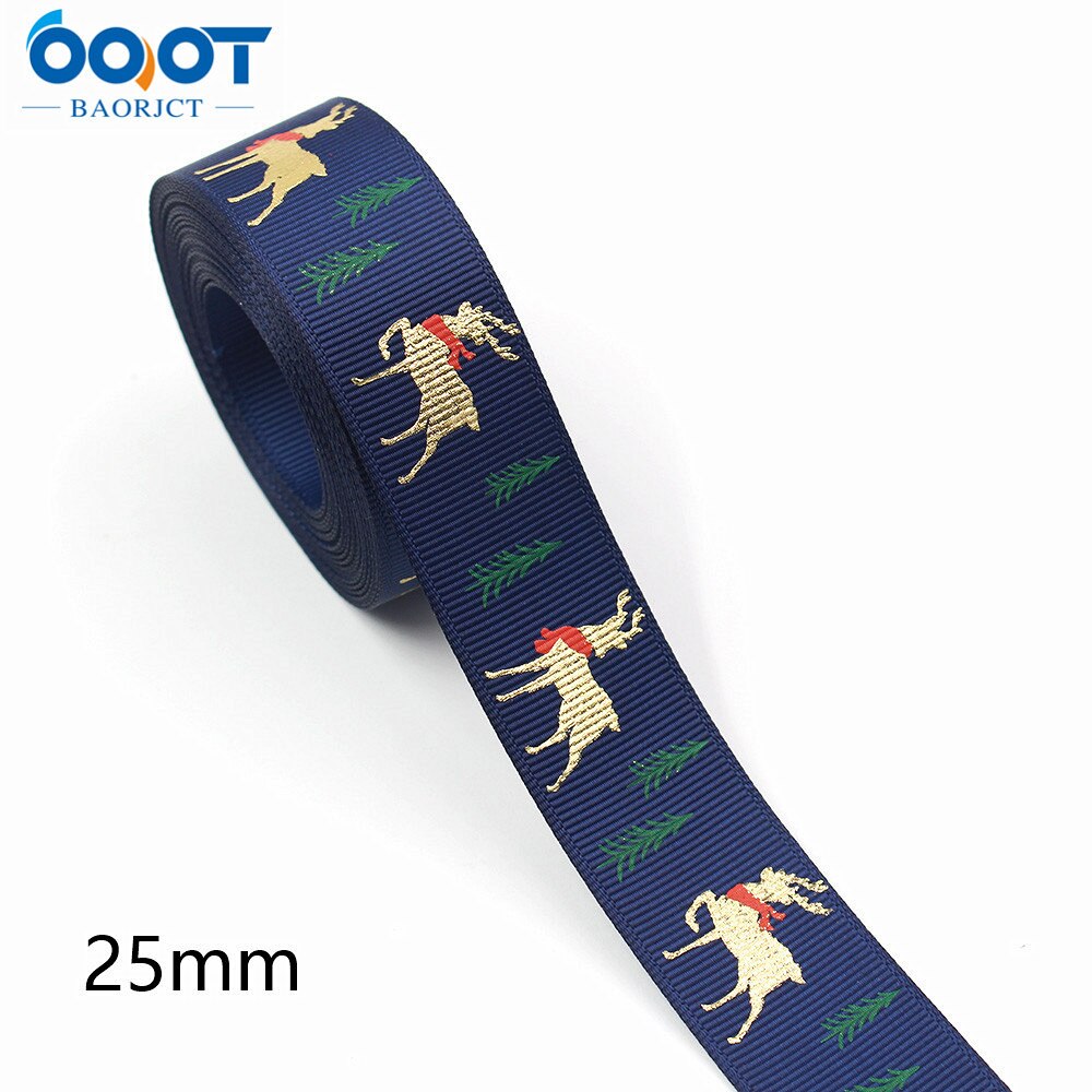Kerst Lint 10 Yards Gedrukt Grosgrain Organza Satijnen Linten Metallic Glitter Stof Linten 20702: 16