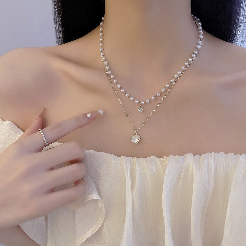 Gouden Kleur Hart Hanger Ketting Voor Vrouwen Trend Meisjes Sleutelbeen Ketting Sieraden Feestelijke: Imitation Rhodium Plated