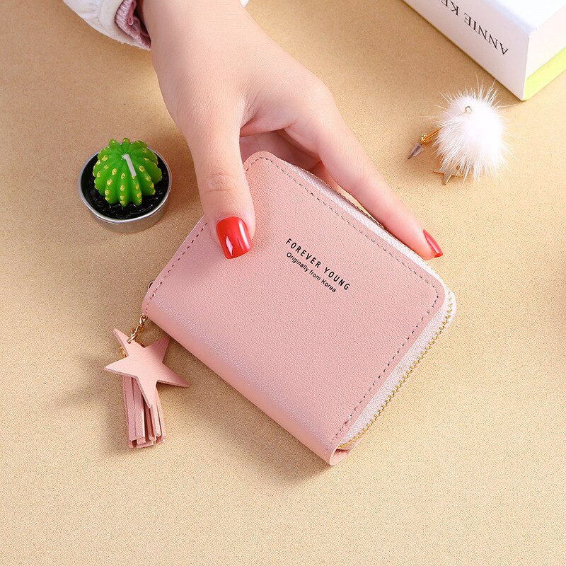 Damesportemonnee korte portemonnees voor vrouwen portemonnee portemonnee met rits clutch portemonnee dames kaarthouder luxe kleine clutch: Lichtroze