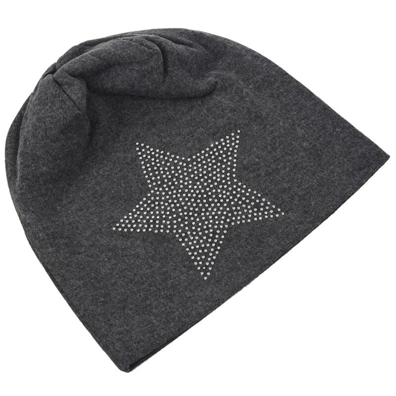 Unisex Mannen Vrouwen Classic Star Rhinestone Slouch Beanie Cap Katoenen Muts