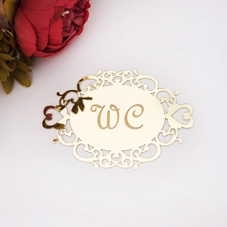 Bedroom Bathroom Toilet WC Door Sign Wall Sticker Signage Acrylic Mirror Oval Indicator Home Decor House Moving