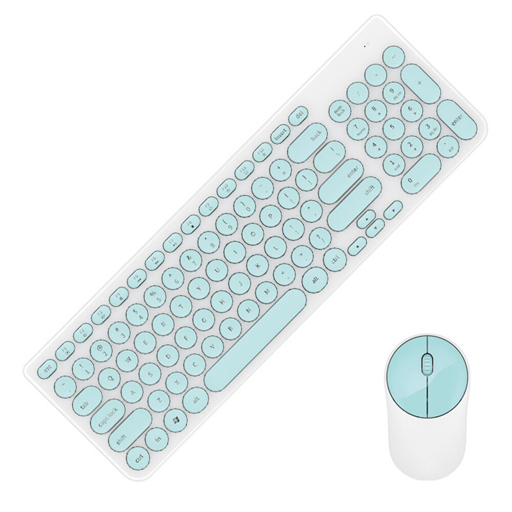 Kvinder kontor trådløst tastatur mus combo sød lyserød rund keycaps tastatur 1600 dpi optisk musedragt til asus acer hp lenovo: 3