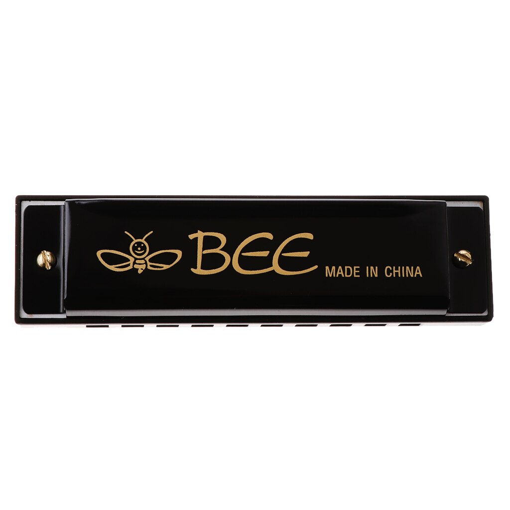 10 Holes Blues Harmonica C Key Mouth Organ Musical Instrument for Students: Black