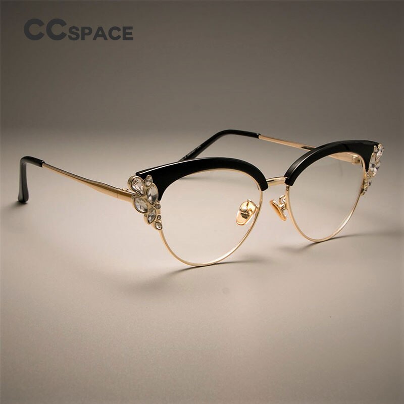 45120 Prachtige Dames Cat Eye Glanzende Steentjes Brilmonturen Voor Vrouwen Brillen Optische Brillen