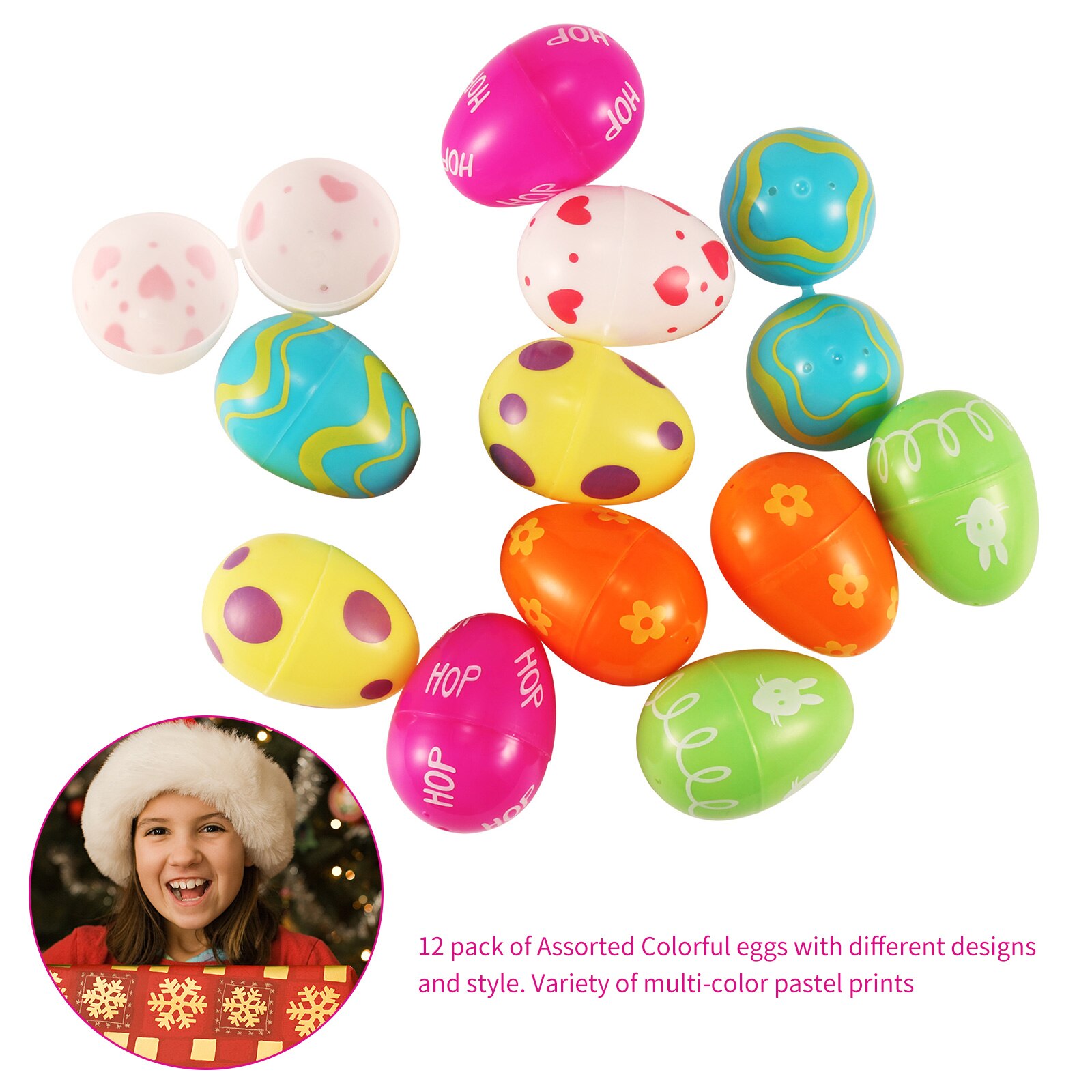 Set Of 12 Chocolate Candy Printed Plastic Eggs - Fillable Easter Eggs For Egg Hunts, 2.25" Tall-580028