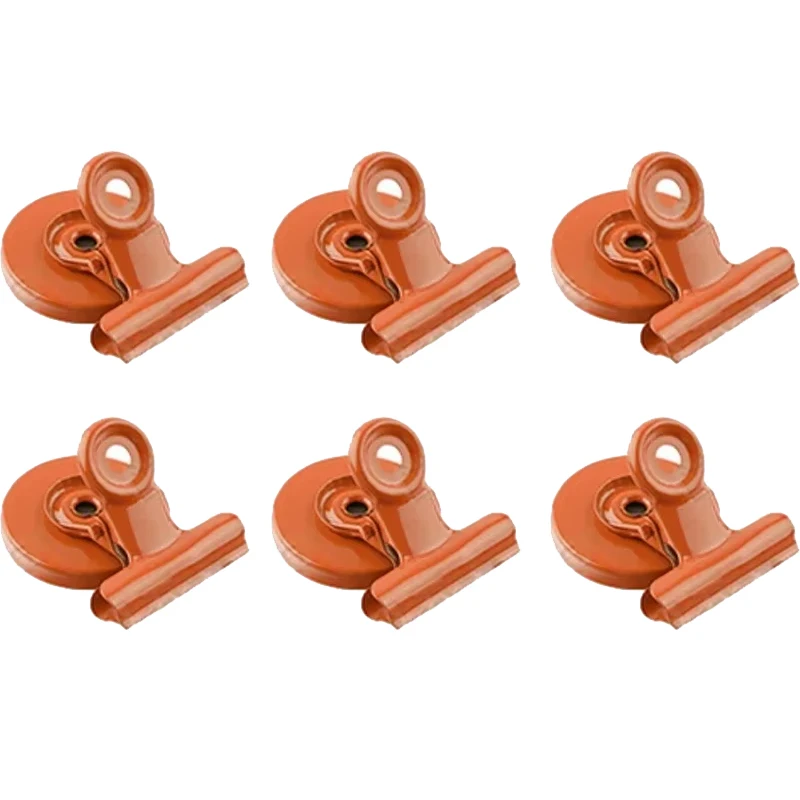 Imanes para nevera, Clips magnéticos de alta resistencia, sujetadores de papel para exhibición de lista detallada en el hogar, la oficina y la enseñanza, 6 uds.: Naranja