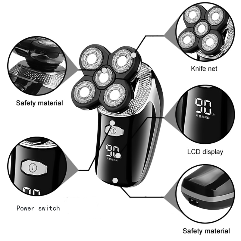 5in1 wet/dry shaving machine Shaver Rechargeable Electric Razor For Men hair/nose/beard/ face grooming kit