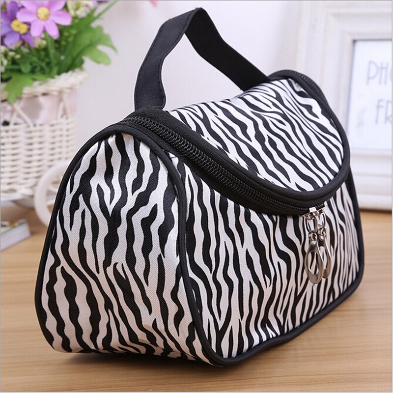 Organizador multifunción para brochas de maquillaje para mujer, neceser de viaje con rayas de cebra bolsa para estuche de maquillaje, neceser resistente al agua
