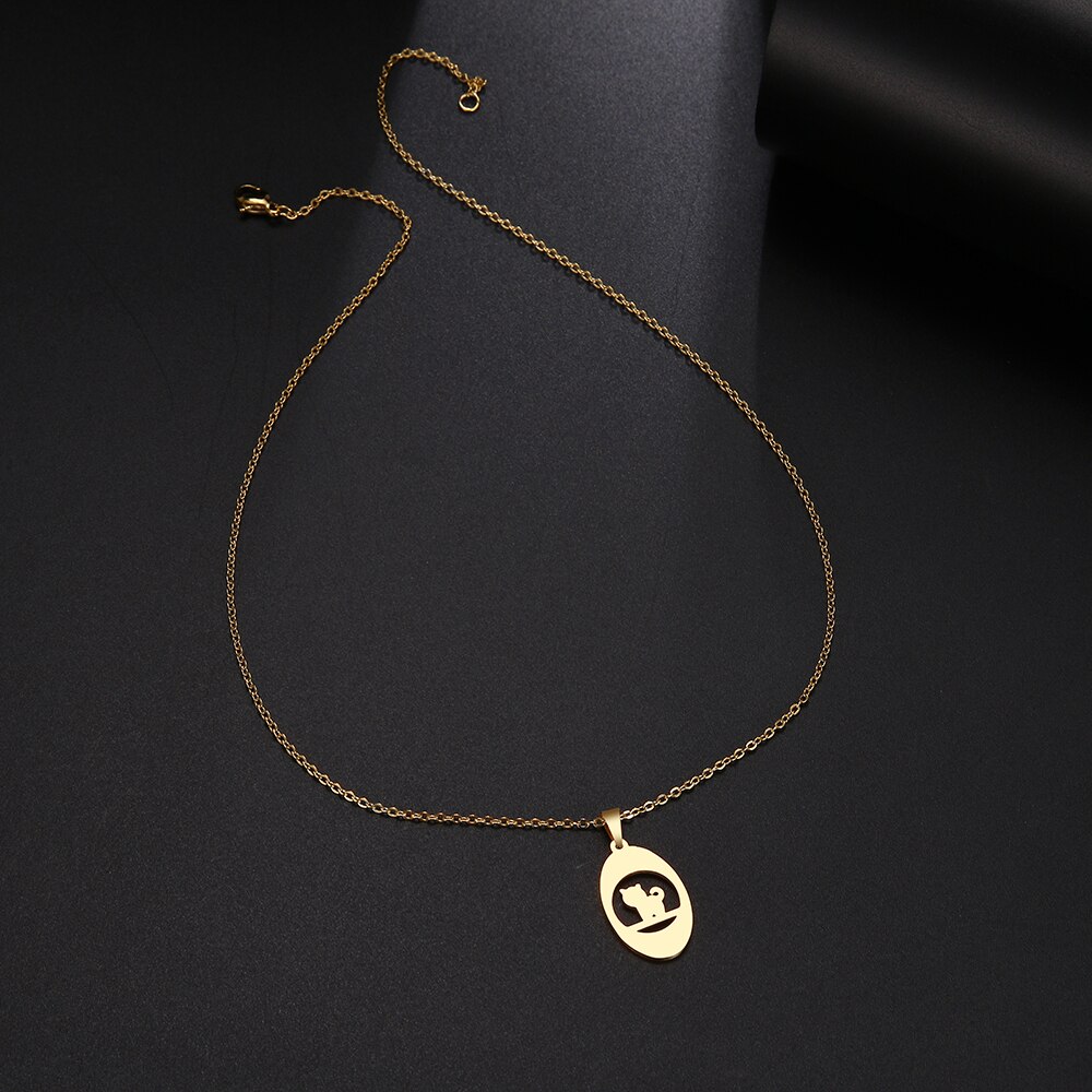 Dotifi Rvs Ketting Voor Vrouwen Man Denken Kat Hanger Choker Ketting Engagement Sieraden