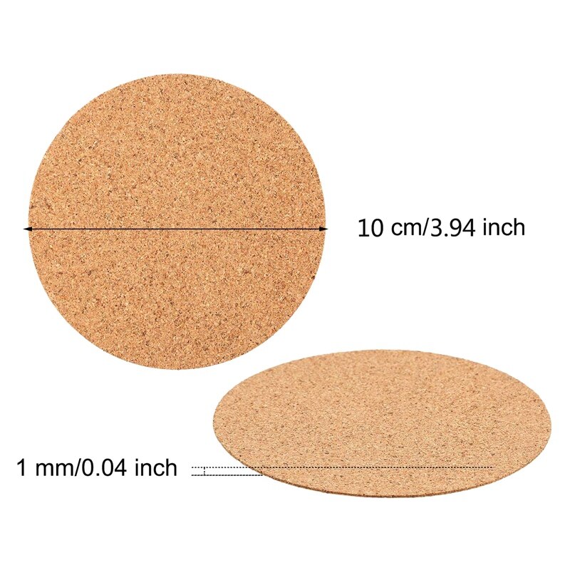 wortek Onderzetters kurk onderzetters pot - set van 4 kurken onderzetters rond, 19 cm diameter - kurkplaat onderzetter pot kurk bloempot onderzetter