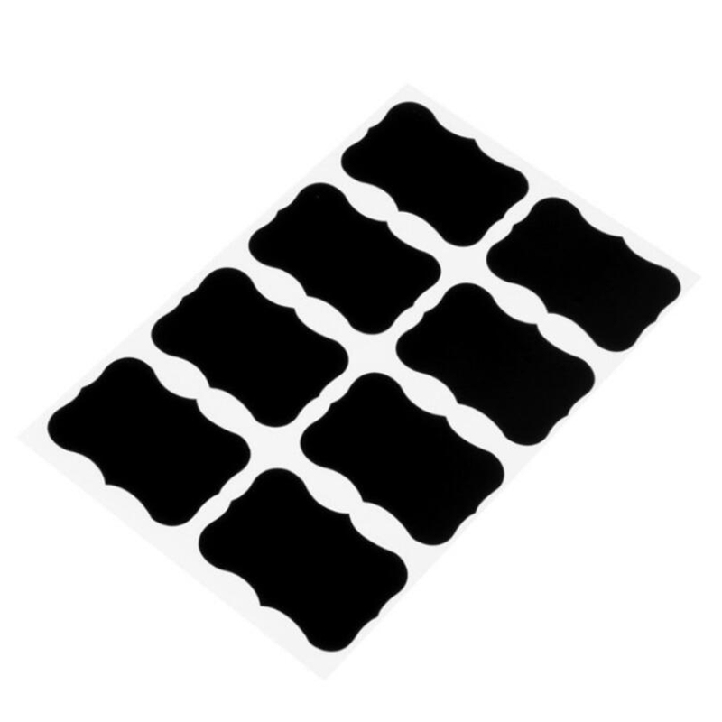 80 Uds./10 hojas de pegatinas para botellas de vidrio, resistentes al agua, etiquetas para pizarra, etiquetas, etiquetas de cocina, pegatinas para tarros, decoración de con etiqueta negra