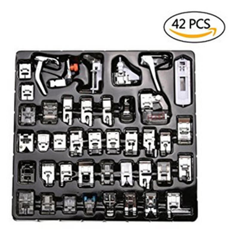 62/52/48/42/32pcs Sewing Machine Presser Foot Press Feet For Brother Singer Sew Kit Braiding Blind Stitch Over Lock Zipper Ruler: 42pcs