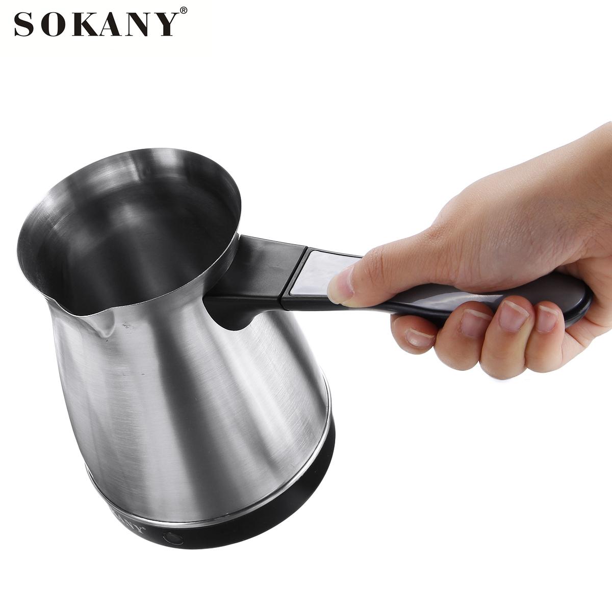 Sokany SK-214 500Ml Roestvrij Staal Koffie Machine Griekse Turkse Koffiezetapparaat Draagbare Waterdichte Elektrische Gekookt Pot Thuis