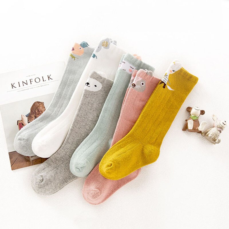 Sommer Baby Socken Für Neugeborene Cartoon Tiere Druck Baby Mädchen Jungen Socken Knie Hohe Infant Weiche Baumwolle Socken calcetines