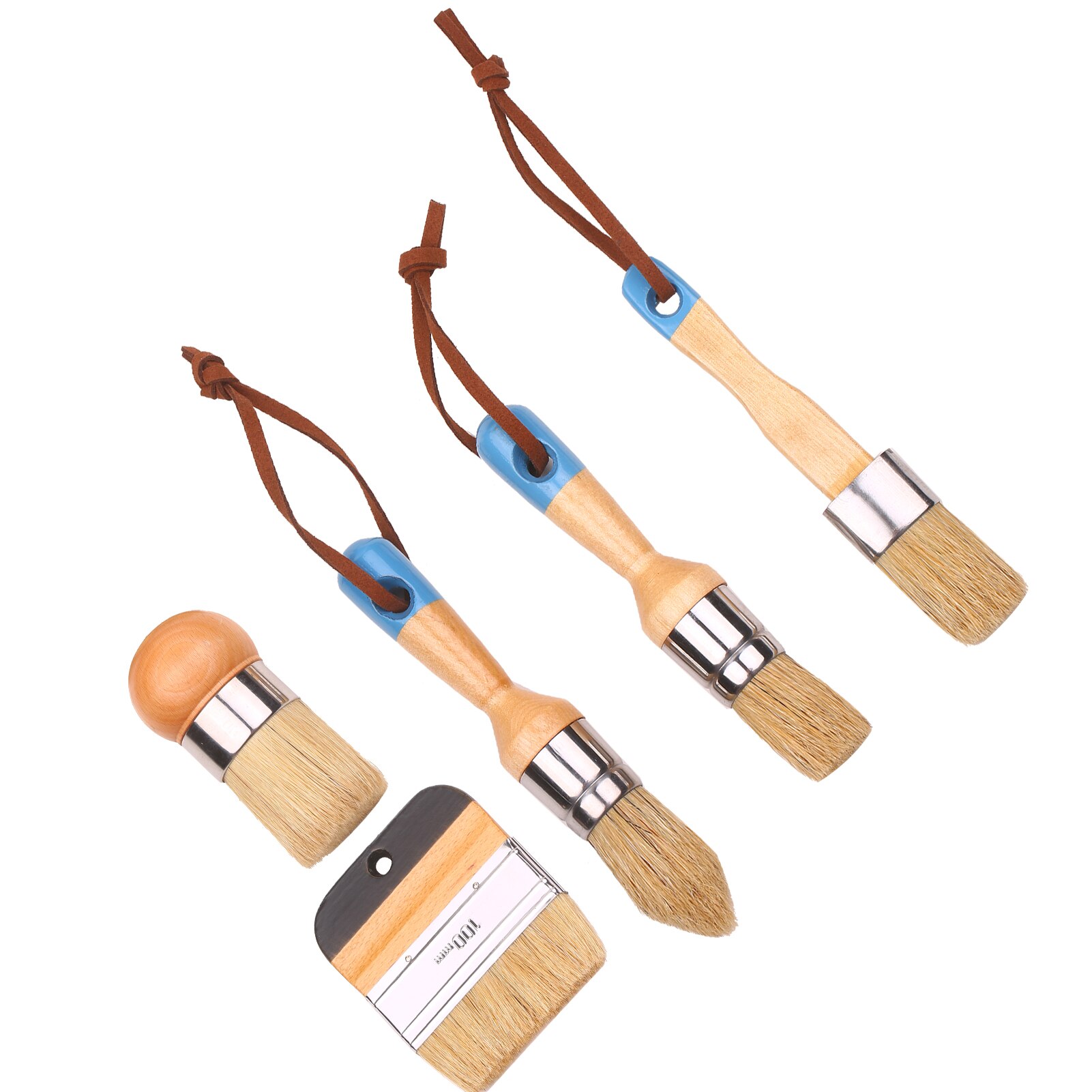 Penselen Set Huishoudelijke Verf Borstels Omvat Ronde/Puntige/Platte Borstel Met Ergonomische Handvat Schilderen En Waxen Tool