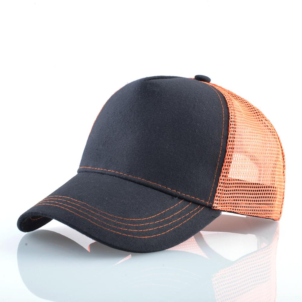 Ballena equipada gorra de béisbol Snapback de de verano sombrero de camionero gorra al aire libre de malla de gorros de Hip Hop para las mujeres Casual tapas: Solid color-Orange