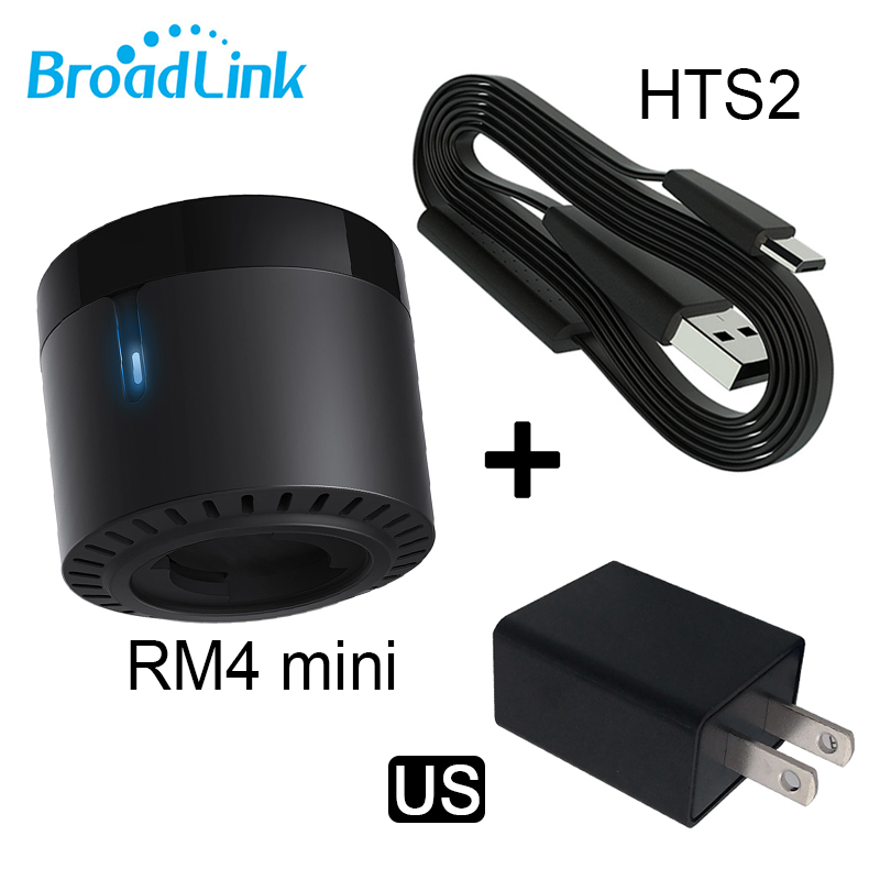 Original BroadLink RM4 Mini Control remoto IR Universal Wifi interruptor inteligente Sensor HTS2 funciona con Alexa Google Home asistente Domotica: Gris