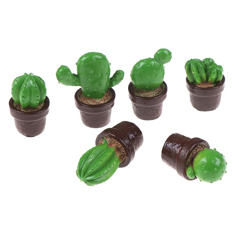 5Pcs Leuke Simulatie Ingemaakte Mini Groene Boom Ingemaakte Cactus Vetplanten Groene Plant In Pot Poppenhuis Voor 1:12 Dollhouse miniatuur